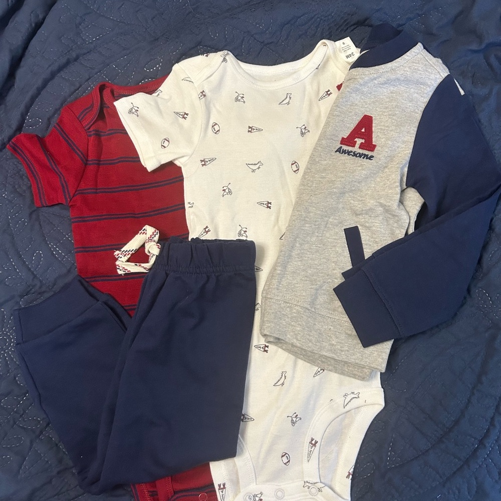 Simple Joys Gray and Red Baby Outfit